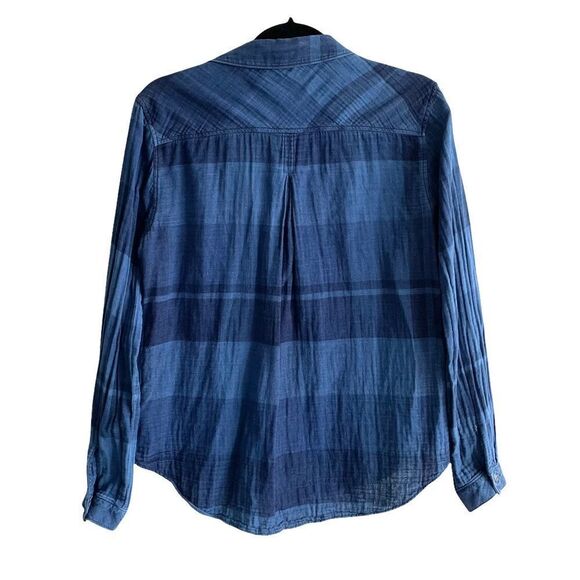 CLOTH & STONE blue cotton long sleeve button front shirt blouse M - Picture 2 of 4